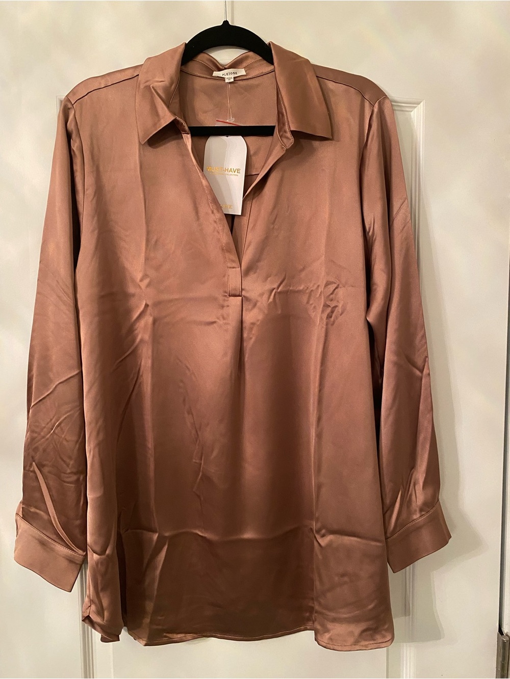 Pleione Satin Tunic Blouse in Dusty Rose